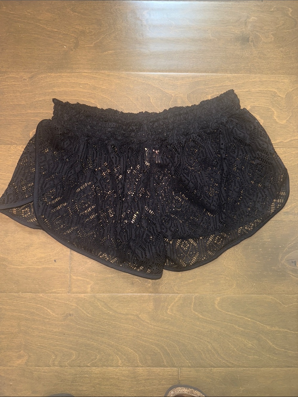 Black Lace Swim Cover Up Women's Shorts